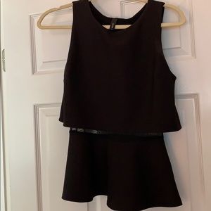 Black layered top, sheer underlay and split back